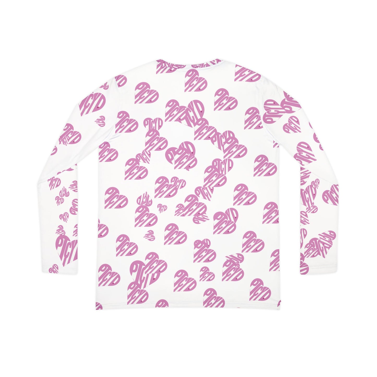 Heart Print Women's Long Sleeve V-neck Shirt, Cute Pink Graphic Tee, Valentine's Day Gift, Casual Wear, Holiday Tops