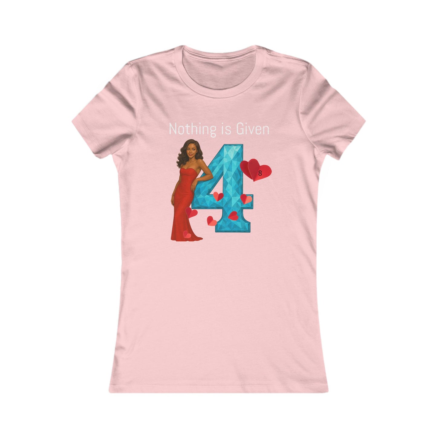 Diamond Four Nothing is Given Variety (White Letter/Black Background) Taurus Women's Favorite Tee - Heart & Diamond Design