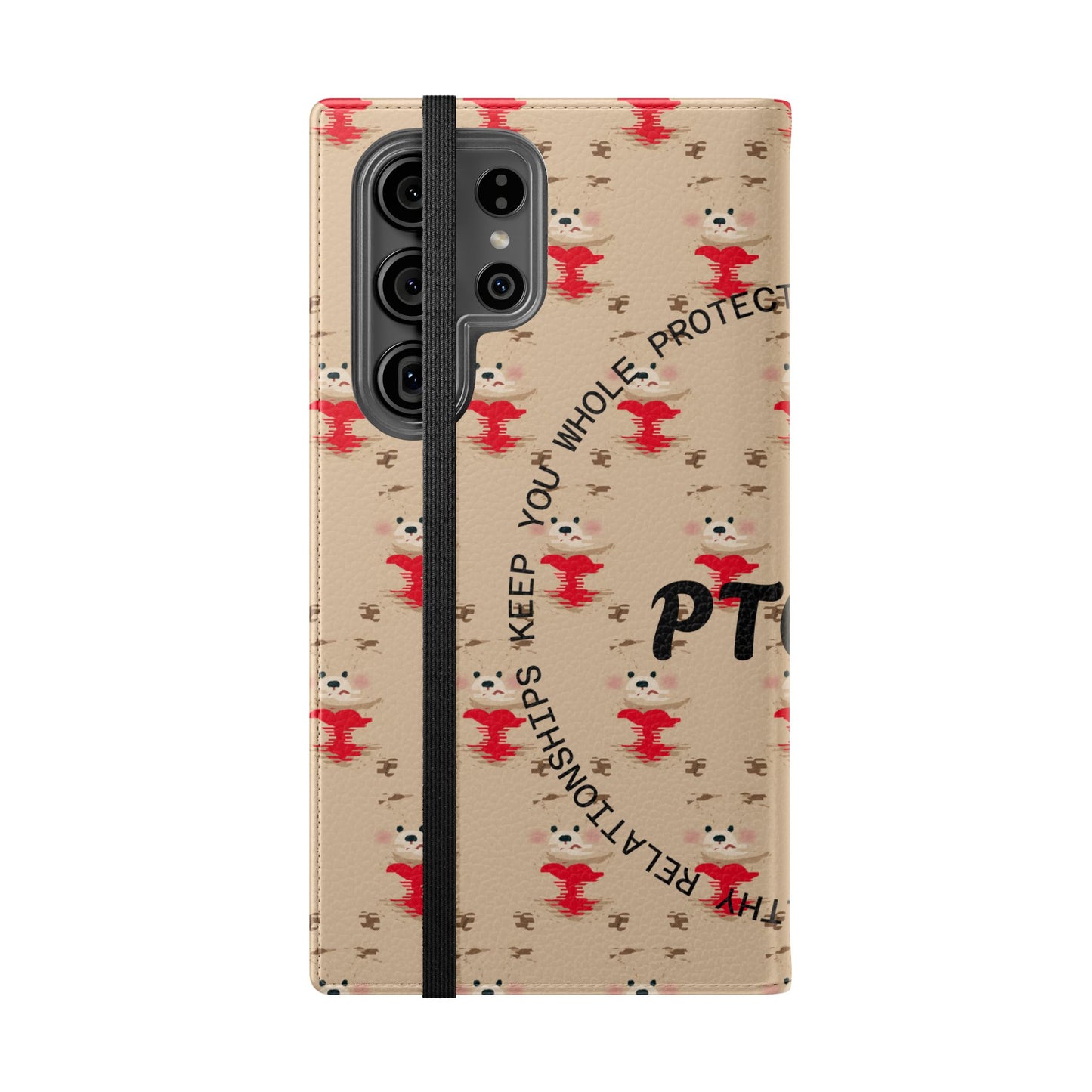 HEARTS - Cute Patterned Flip Case for Phone, Bear Design, Heartfelt Gifts, Cute Accessories, Personalized Phone Cover, Gift for Animal Lovers