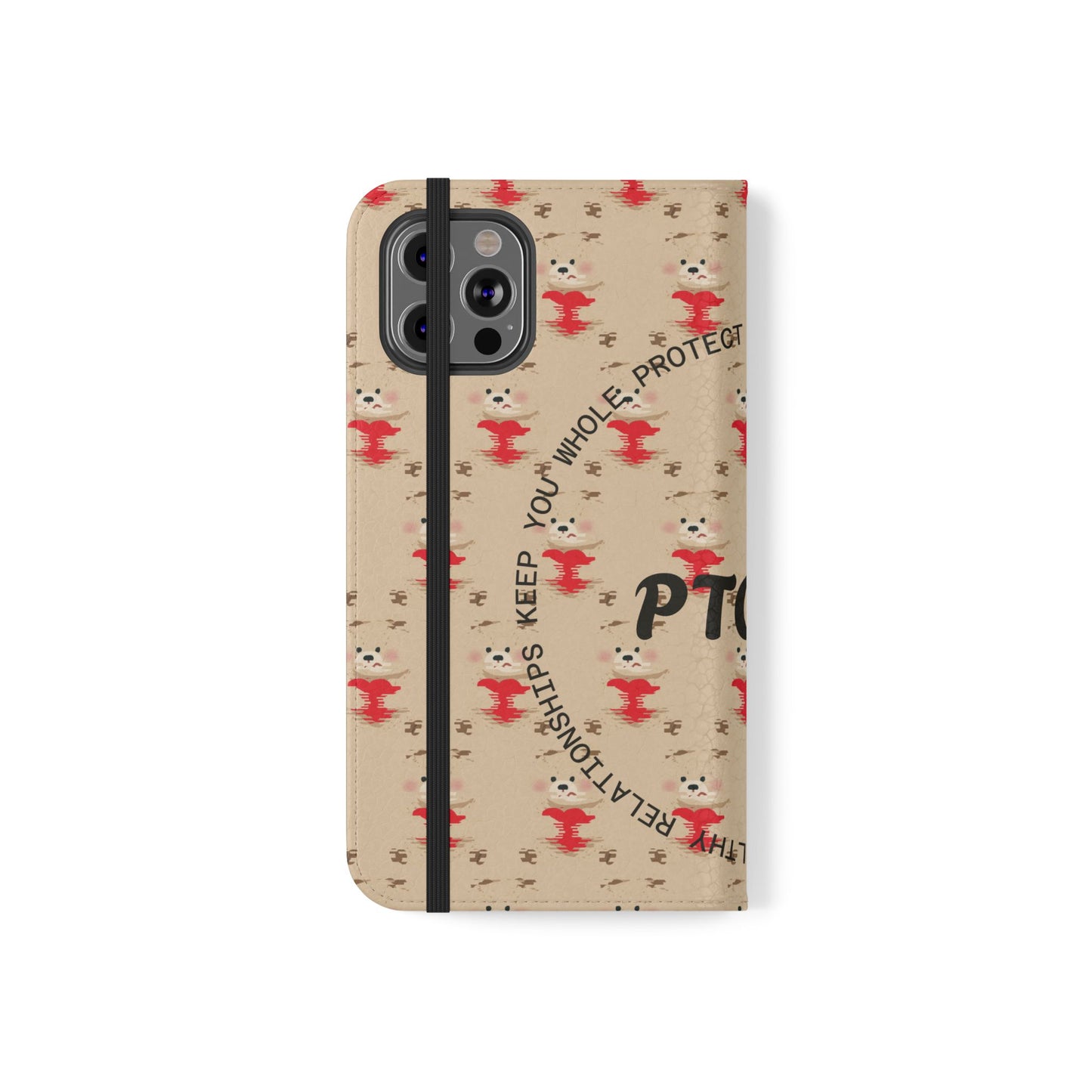 HEARTS - Cute Patterned Flip Case for Phone, Bear Design, Heartfelt Gifts, Cute Accessories, Personalized Phone Cover, Gift for Animal Lovers