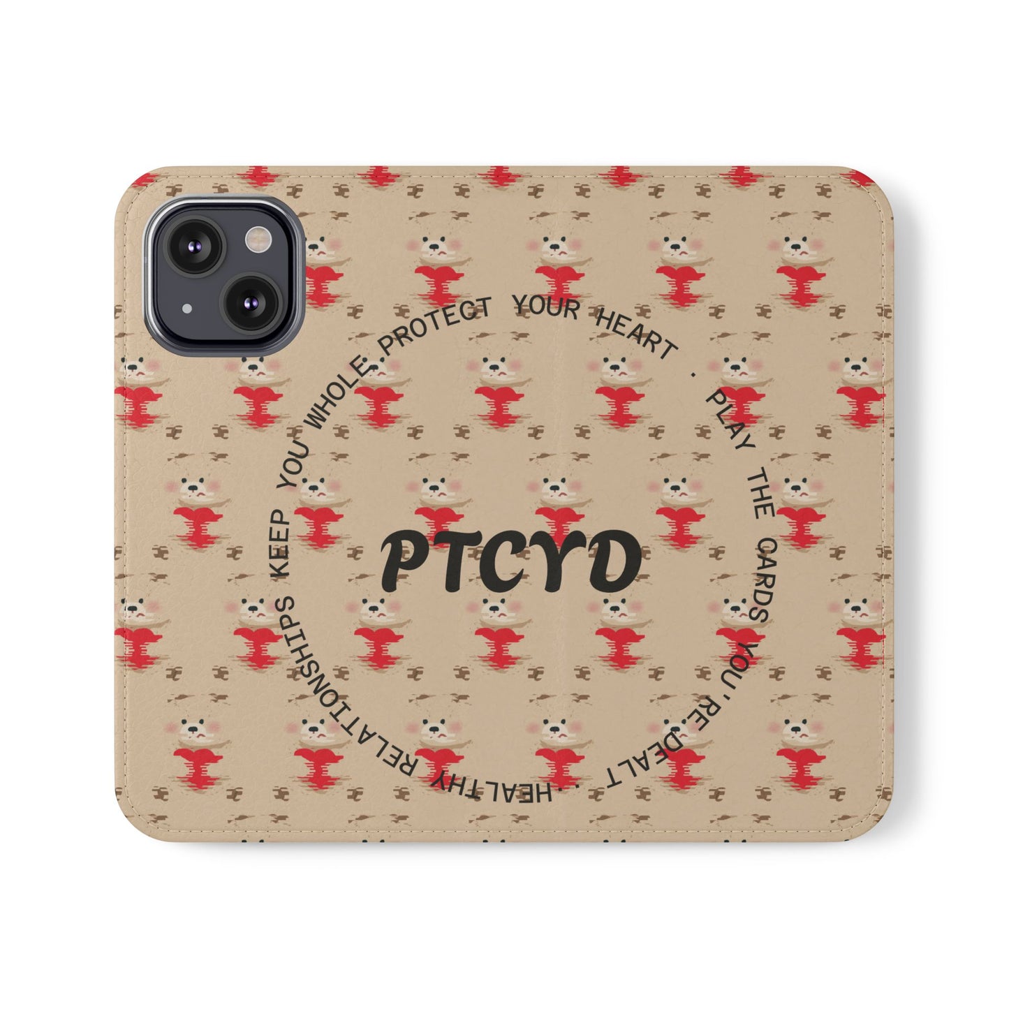 HEARTS - Cute Patterned Flip Case for Phone, Bear Design, Heartfelt Gifts, Cute Accessories, Personalized Phone Cover, Gift for Animal Lovers