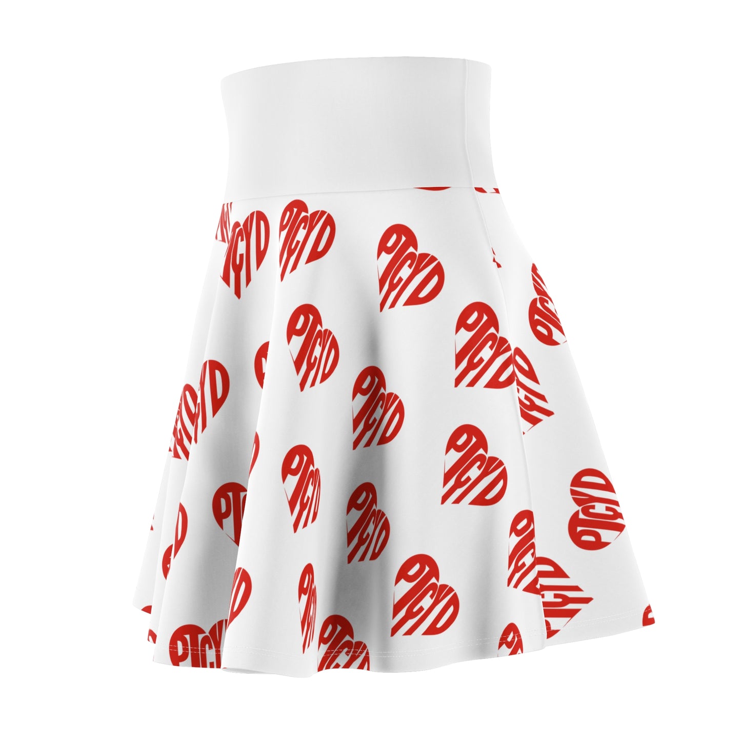 HEART PTCYD Love Women's Skater Skirt, Cute Summer Skirt, Fashionable Party Wear, Heart Print Skirt, Gift for Her