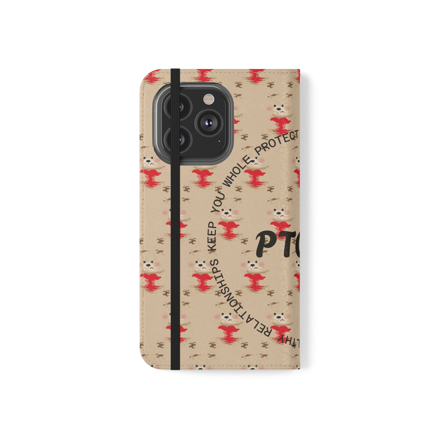 HEARTS - Cute Patterned Flip Case for Phone, Bear Design, Heartfelt Gifts, Cute Accessories, Personalized Phone Cover, Gift for Animal Lovers