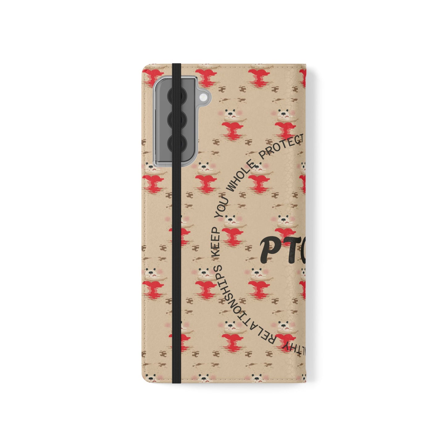HEARTS - Cute Patterned Flip Case for Phone, Bear Design, Heartfelt Gifts, Cute Accessories, Personalized Phone Cover, Gift for Animal Lovers