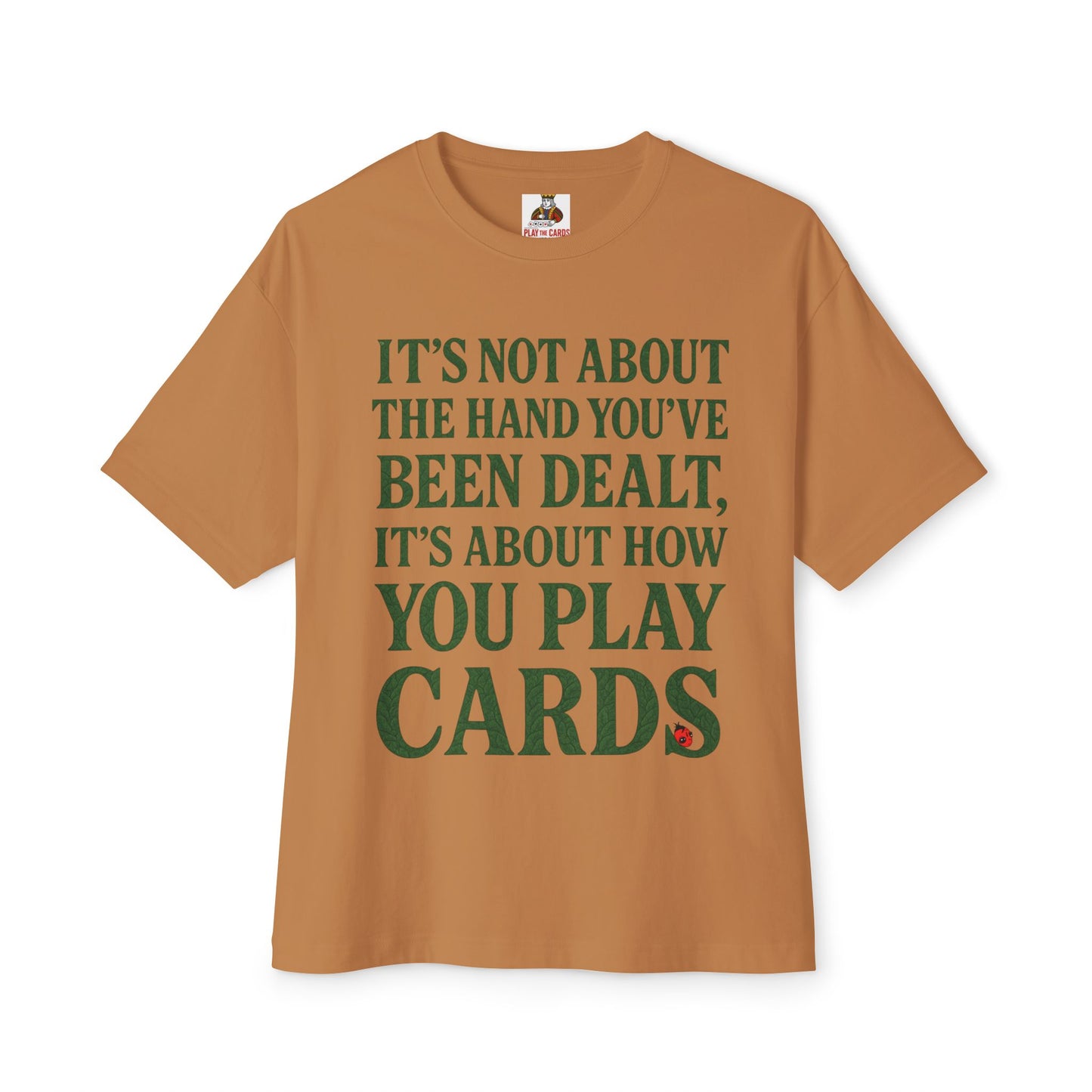 Club Inspirational Oversized Tee, Play Your Cards Unisex Tee, Motivational Boxy T-Shirt for Gamers, Funny Card Game Gift, Relaxed Fit Tee