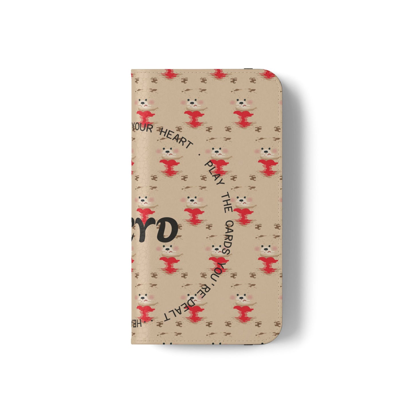 HEARTS - Cute Patterned Flip Case for Phone, Bear Design, Heartfelt Gifts, Cute Accessories, Personalized Phone Cover, Gift for Animal Lovers