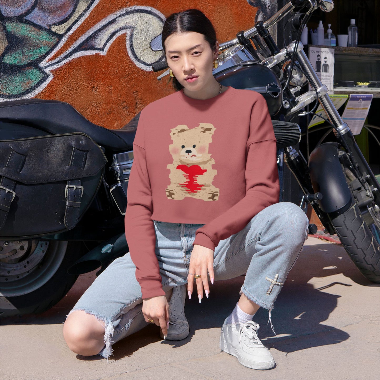Cozy Cropped Sweatshirt with Cute Bear and Jack Design, Soft Sweatshirt, Trendy Casual Wear, Perfect for Gifts, Birthday or Holiday [...]