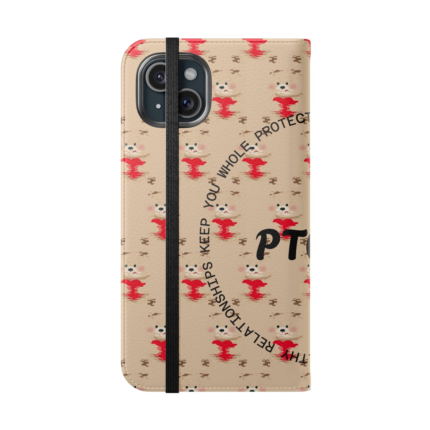 HEARTS - Cute Patterned Flip Case for Phone, Bear Design, Heartfelt Gifts, Cute Accessories, Personalized Phone Cover, Gift for Animal Lovers