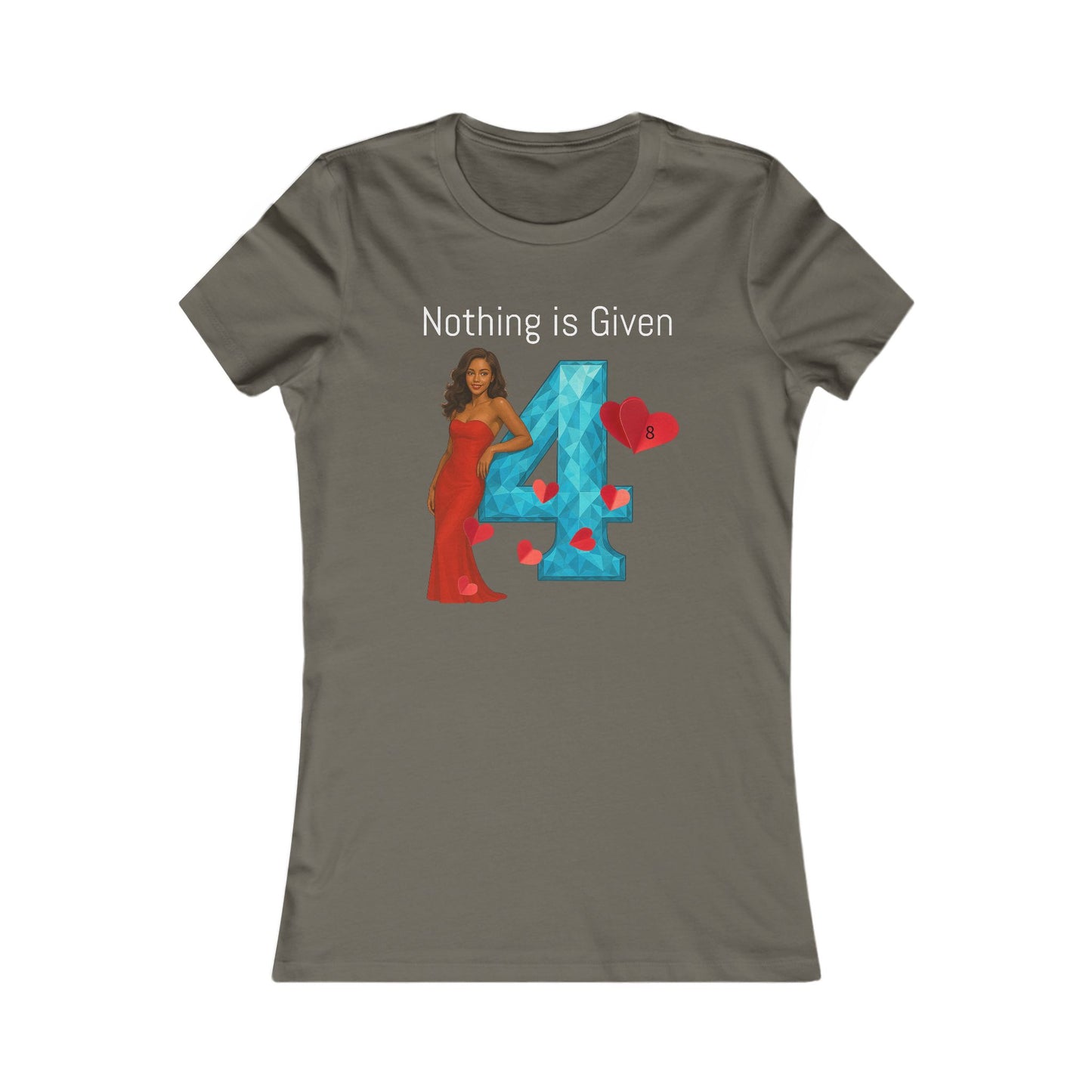 Diamond Four Nothing is Given Variety  (White Letter/Black Background) Taurus Women's Favorite Tee - Heart & Diamond Design