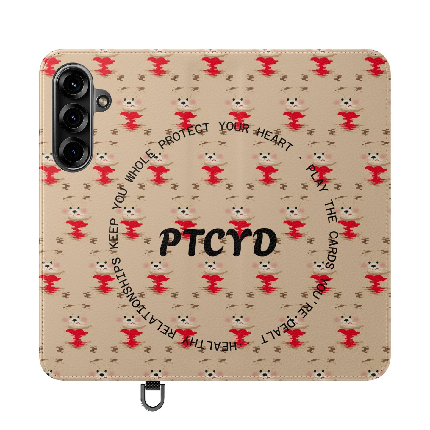 HEARTS - Cute Patterned Flip Case for Phone, Bear Design, Heartfelt Gifts, Cute Accessories, Personalized Phone Cover, Gift for Animal Lovers