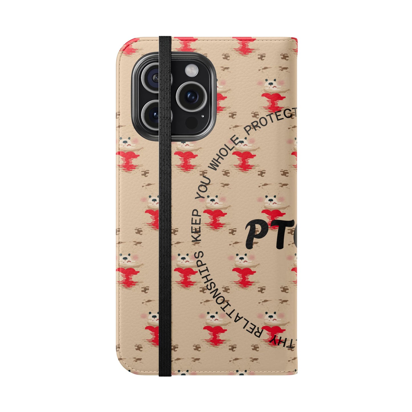 HEARTS - Cute Patterned Flip Case for Phone, Bear Design, Heartfelt Gifts, Cute Accessories, Personalized Phone Cover, Gift for Animal Lovers