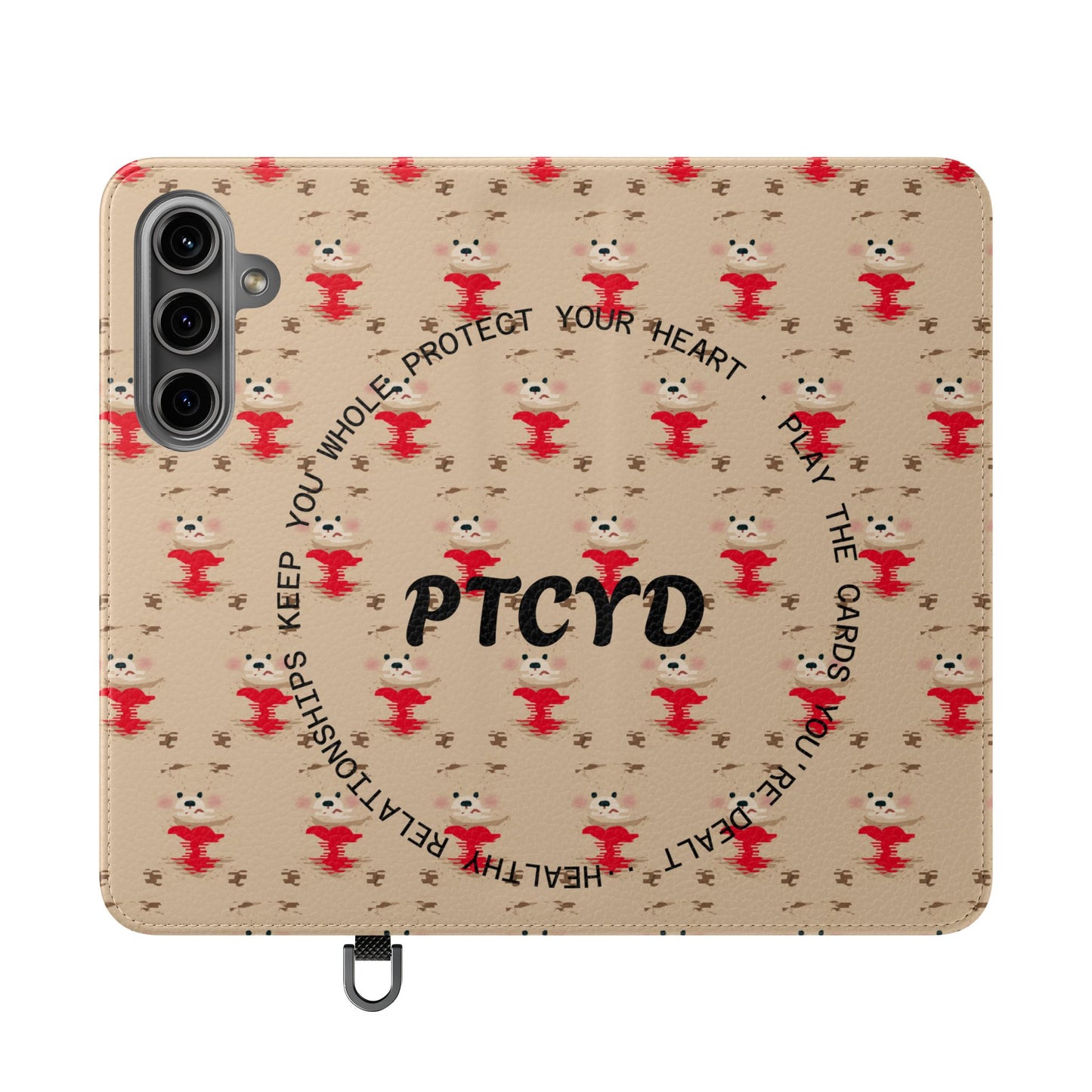 HEARTS - Cute Patterned Flip Case for Phone, Bear Design, Heartfelt Gifts, Cute Accessories, Personalized Phone Cover, Gift for Animal Lovers