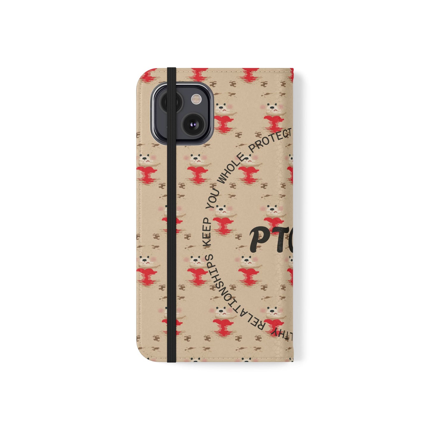 HEARTS - Cute Patterned Flip Case for Phone, Bear Design, Heartfelt Gifts, Cute Accessories, Personalized Phone Cover, Gift for Animal Lovers