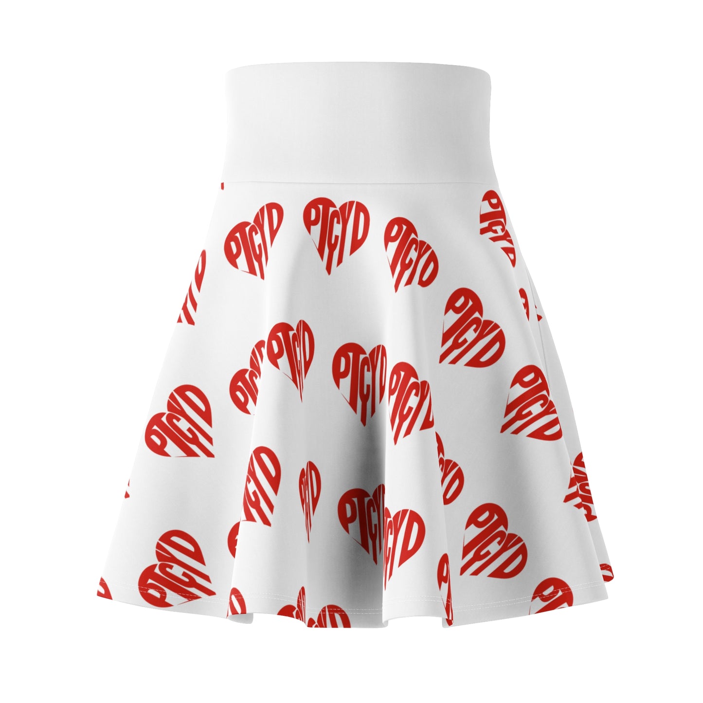 HEART PTCYD Love Women's Skater Skirt, Cute Summer Skirt, Fashionable Party Wear, Heart Print Skirt, Gift for Her