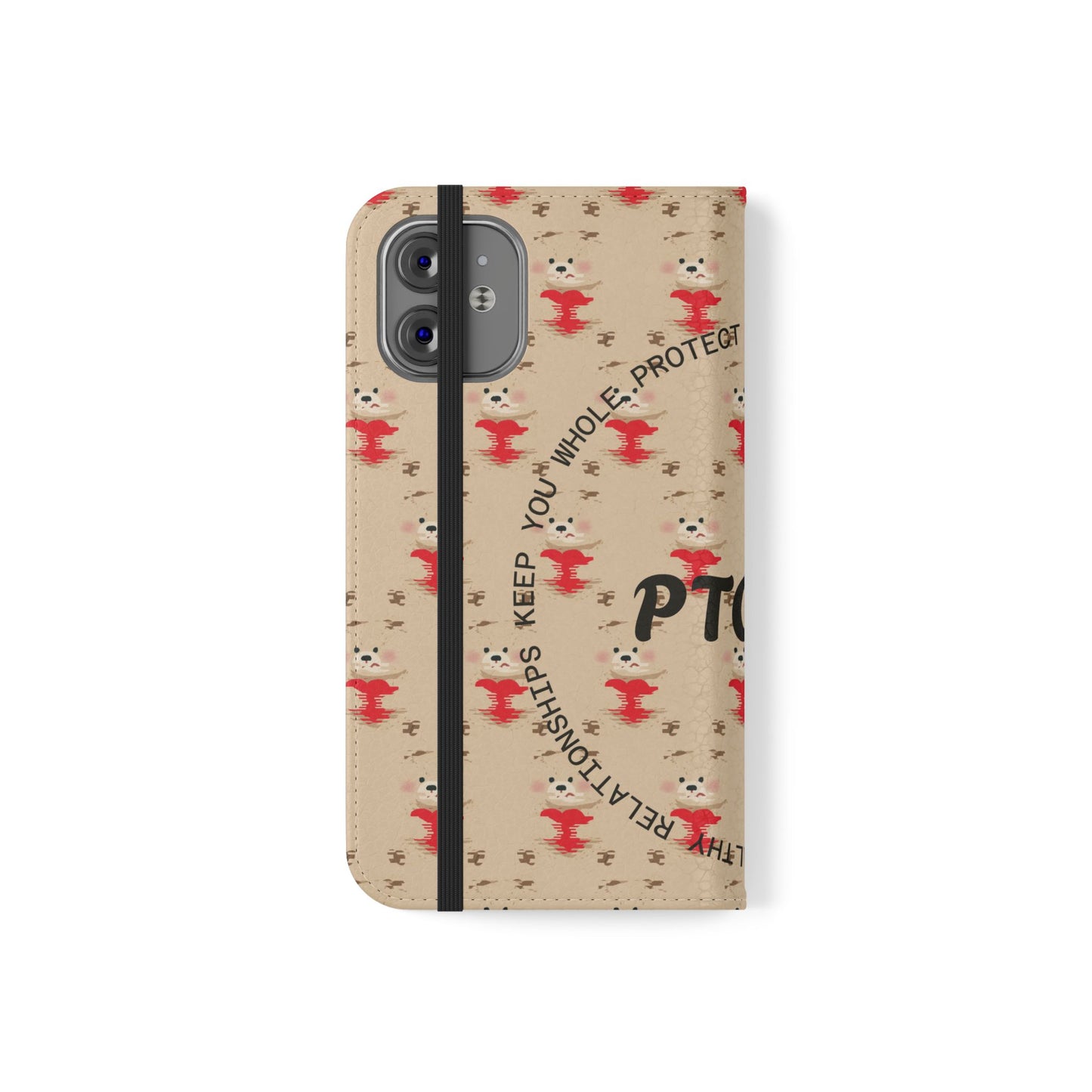 HEARTS - Cute Patterned Flip Case for Phone, Bear Design, Heartfelt Gifts, Cute Accessories, Personalized Phone Cover, Gift for Animal Lovers