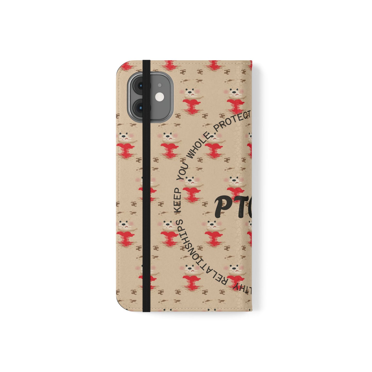 HEARTS - Cute Patterned Flip Case for Phone, Bear Design, Heartfelt Gifts, Cute Accessories, Personalized Phone Cover, Gift for Animal Lovers