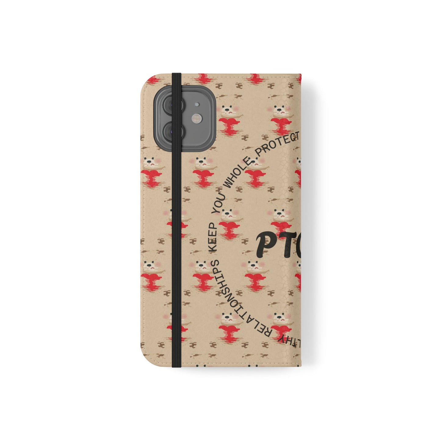 HEARTS - Cute Patterned Flip Case for Phone, Bear Design, Heartfelt Gifts, Cute Accessories, Personalized Phone Cover, Gift for Animal Lovers