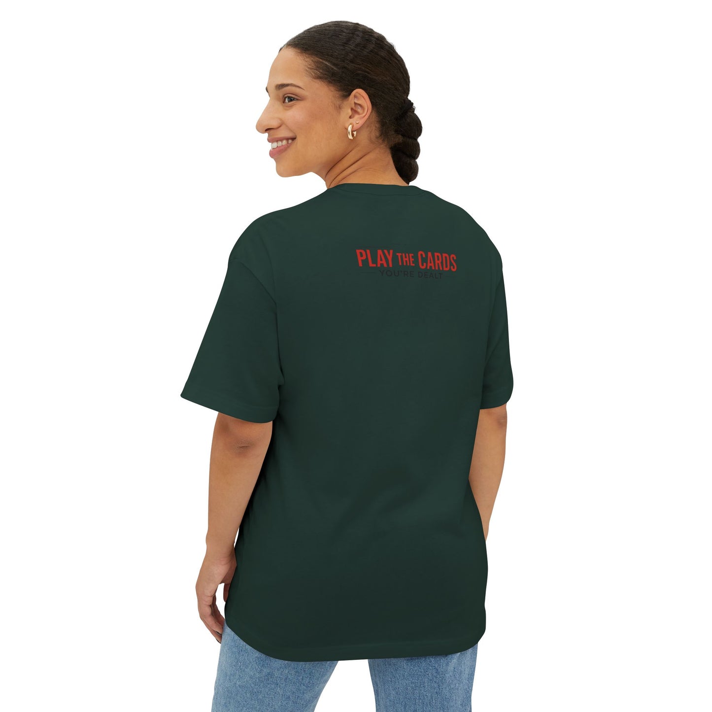 Club Inspirational Oversized Tee, Play Your Cards Unisex Tee, Motivational Boxy T-Shirt for Gamers, Funny Card Game Gift, Relaxed Fit Tee