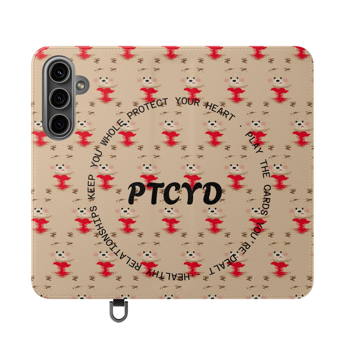 HEARTS - Cute Patterned Flip Case for Phone, Bear Design, Heartfelt Gifts, Cute Accessories, Personalized Phone Cover, Gift for Animal Lovers