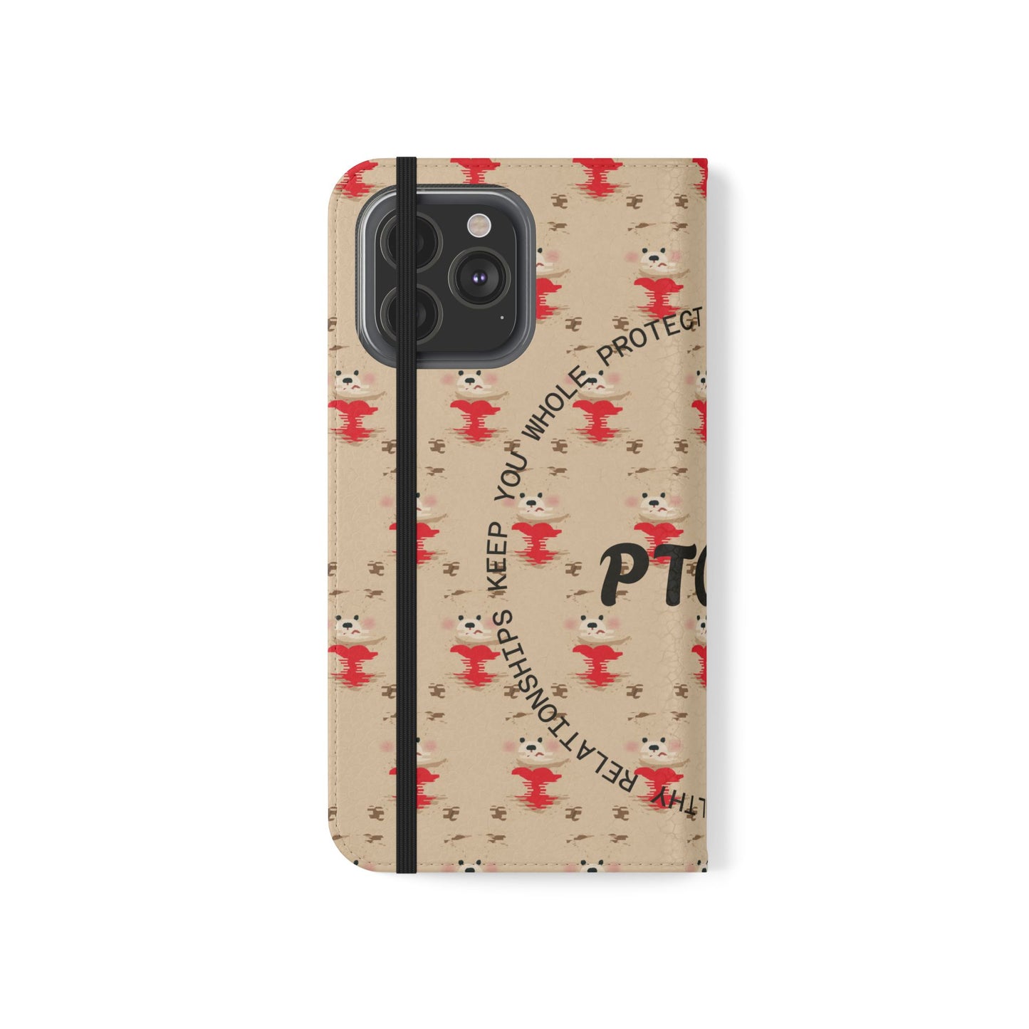 HEARTS - Cute Patterned Flip Case for Phone, Bear Design, Heartfelt Gifts, Cute Accessories, Personalized Phone Cover, Gift for Animal Lovers