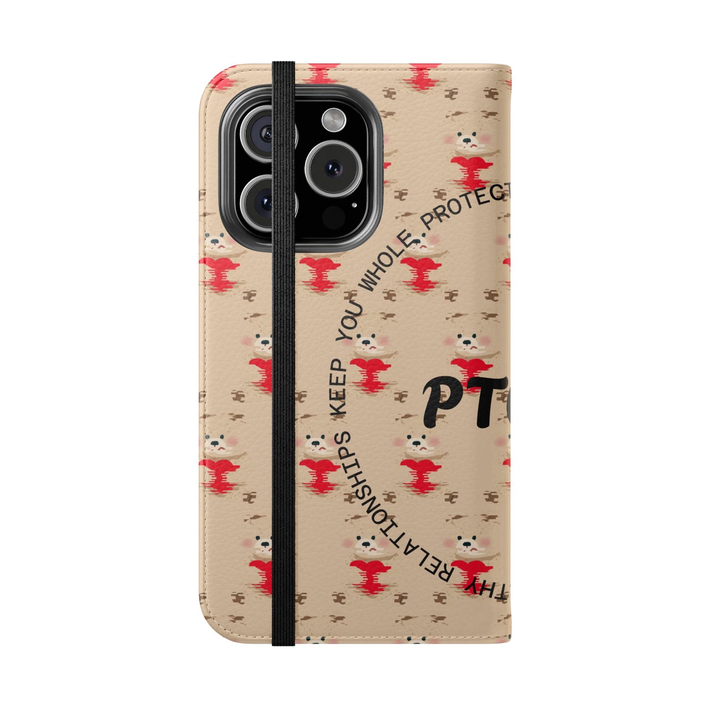 HEARTS - Cute Patterned Flip Case for Phone, Bear Design, Heartfelt Gifts, Cute Accessories, Personalized Phone Cover, Gift for Animal Lovers
