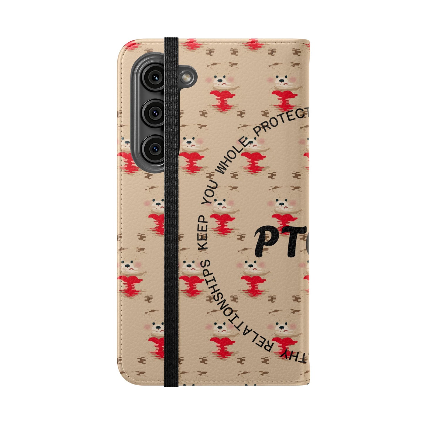 HEARTS - Cute Patterned Flip Case for Phone, Bear Design, Heartfelt Gifts, Cute Accessories, Personalized Phone Cover, Gift for Animal Lovers