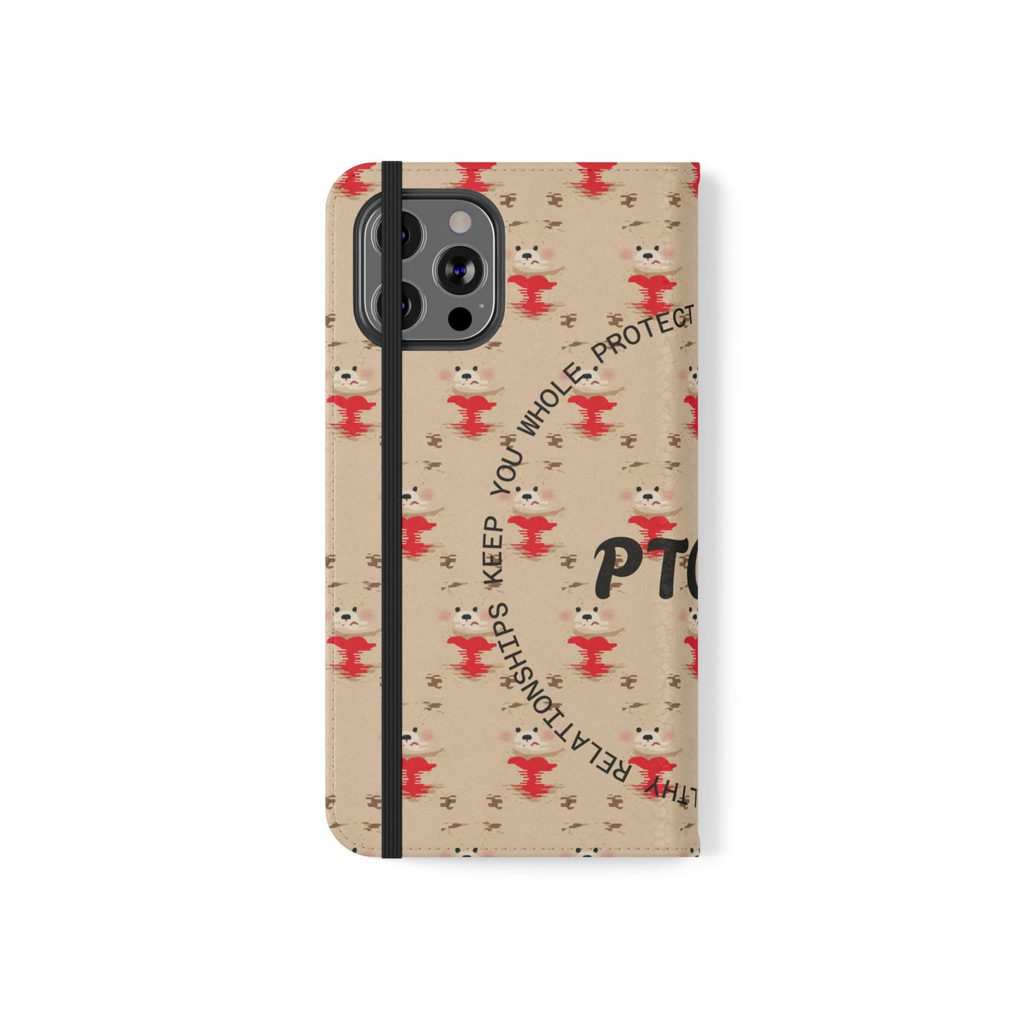 HEARTS - Cute Patterned Flip Case for Phone, Bear Design, Heartfelt Gifts, Cute Accessories, Personalized Phone Cover, Gift for Animal Lovers