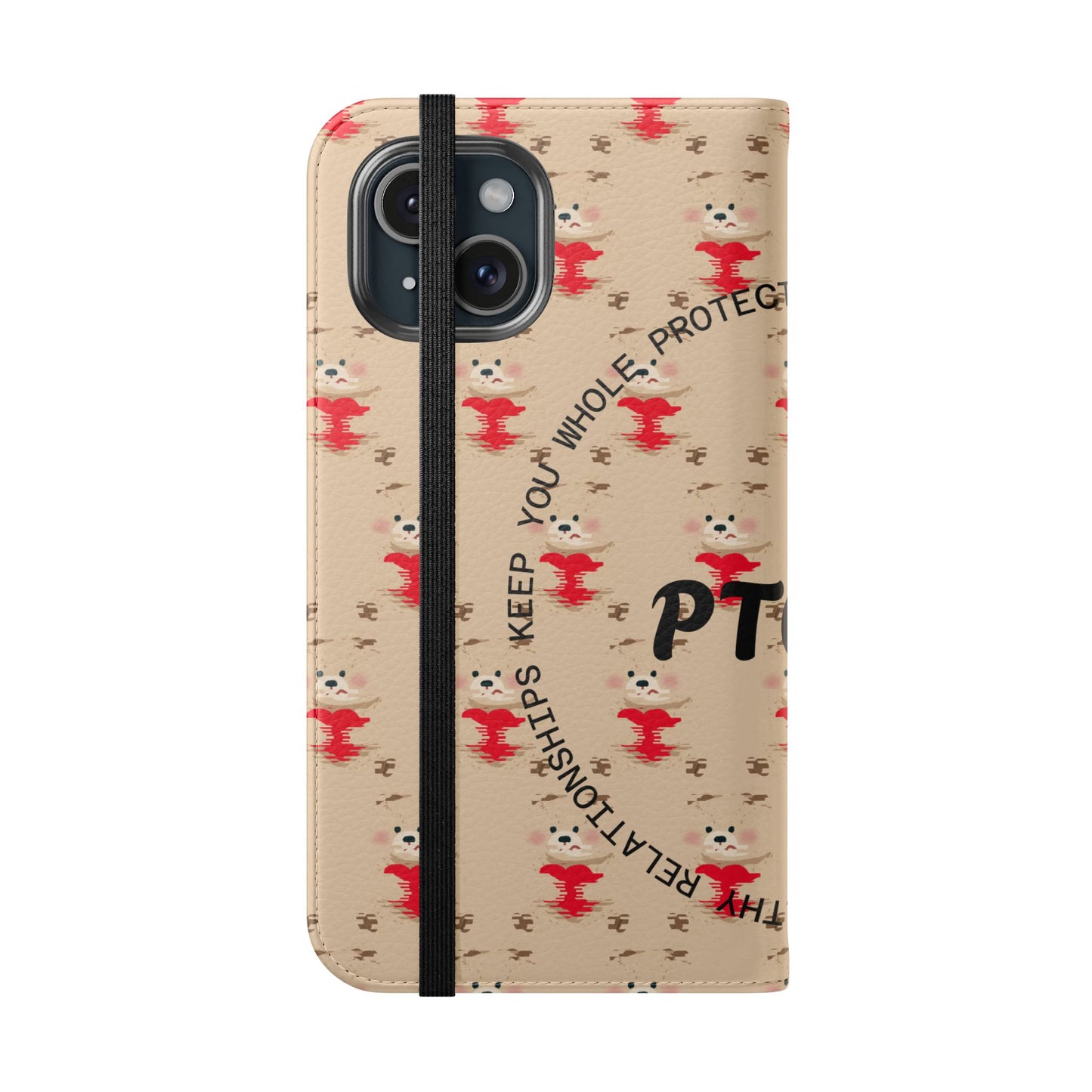 HEARTS - Cute Patterned Flip Case for Phone, Bear Design, Heartfelt Gifts, Cute Accessories, Personalized Phone Cover, Gift for Animal Lovers