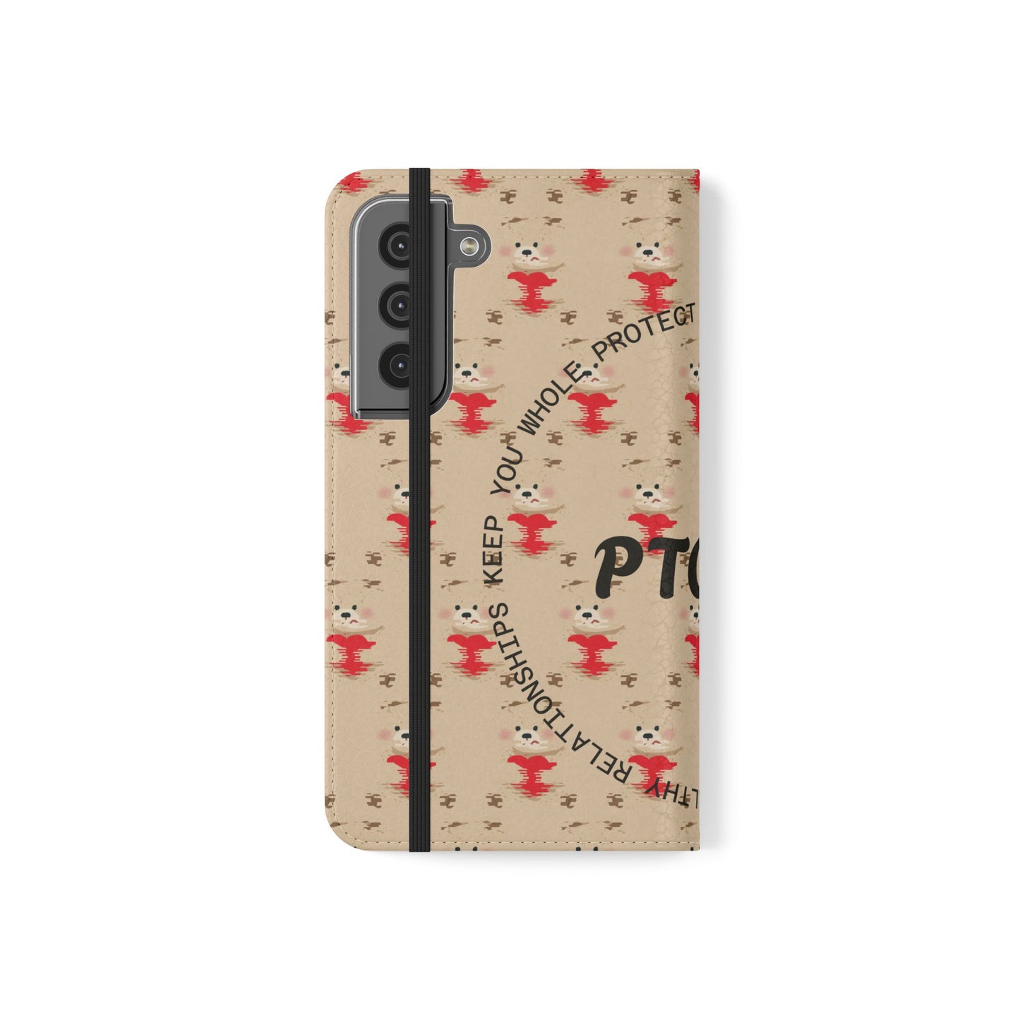 HEARTS - Cute Patterned Flip Case for Phone, Bear Design, Heartfelt Gifts, Cute Accessories, Personalized Phone Cover, Gift for Animal Lovers