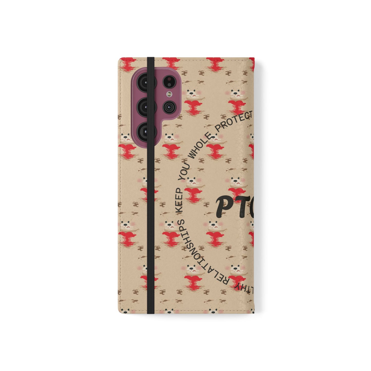 HEARTS - Cute Patterned Flip Case for Phone, Bear Design, Heartfelt Gifts, Cute Accessories, Personalized Phone Cover, Gift for Animal Lovers
