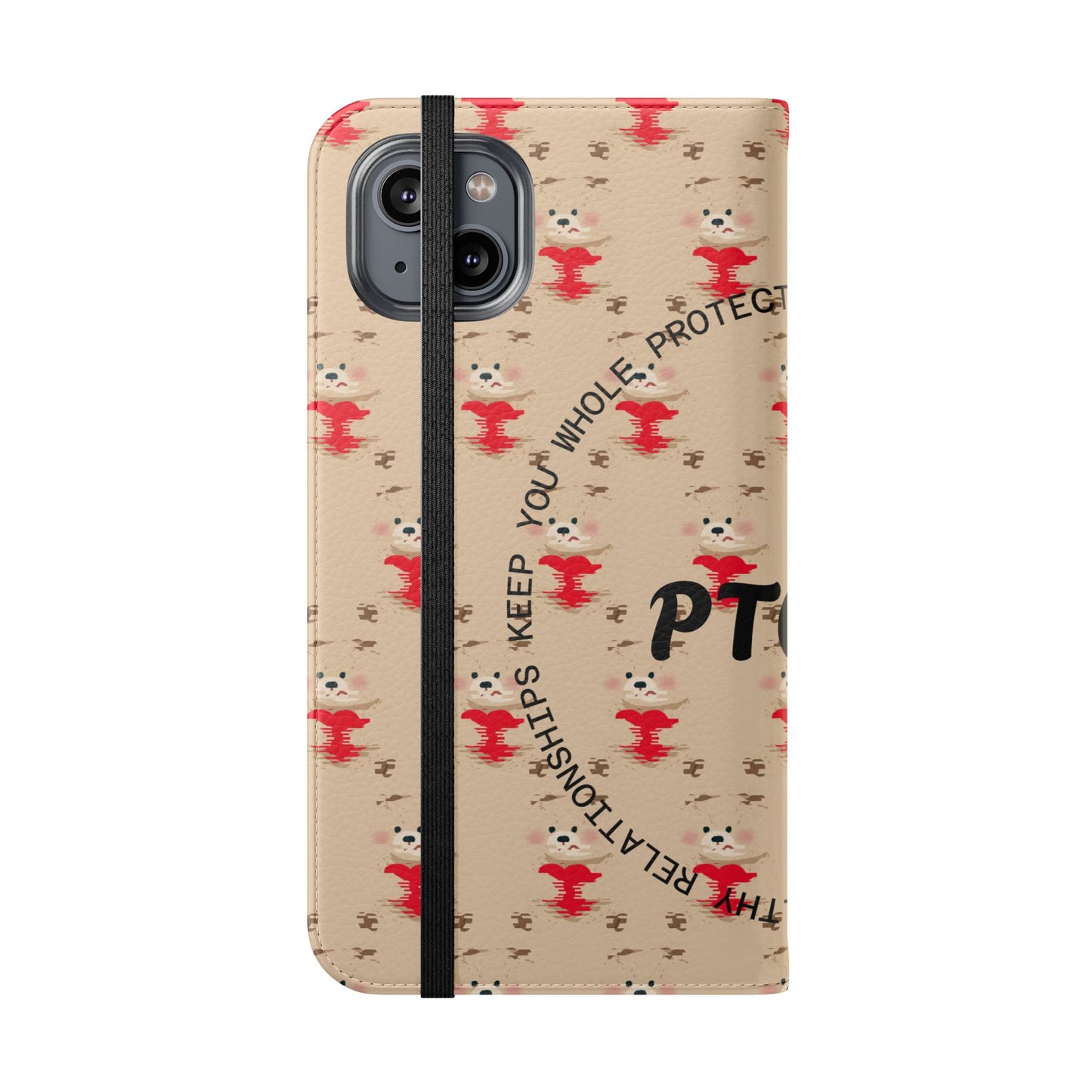 HEARTS - Cute Patterned Flip Case for Phone, Bear Design, Heartfelt Gifts, Cute Accessories, Personalized Phone Cover, Gift for Animal Lovers