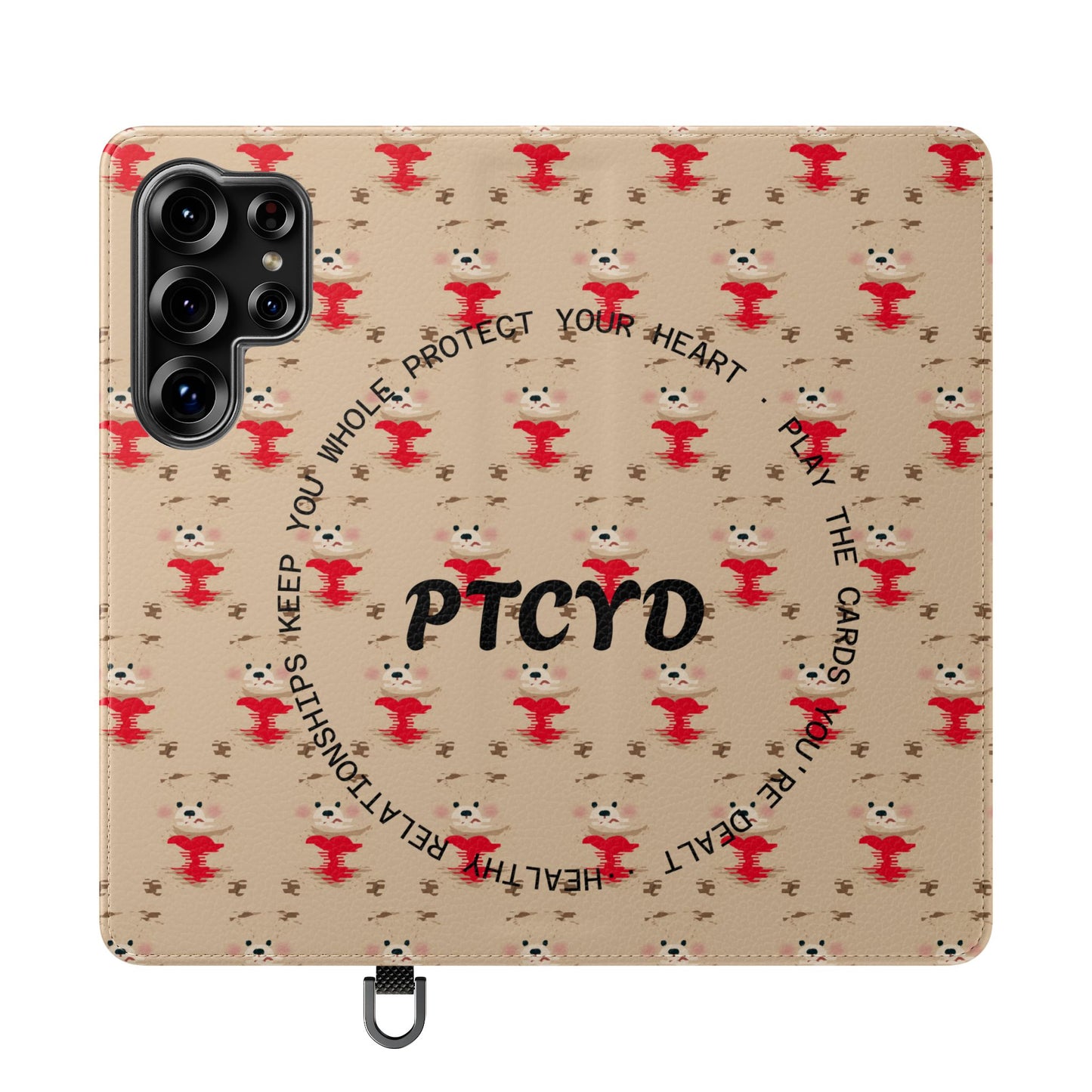 HEARTS - Cute Patterned Flip Case for Phone, Bear Design, Heartfelt Gifts, Cute Accessories, Personalized Phone Cover, Gift for Animal Lovers
