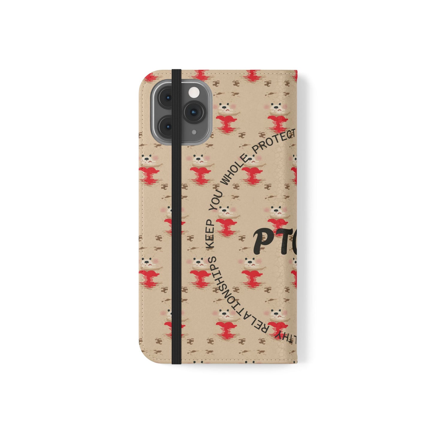HEARTS - Cute Patterned Flip Case for Phone, Bear Design, Heartfelt Gifts, Cute Accessories, Personalized Phone Cover, Gift for Animal Lovers