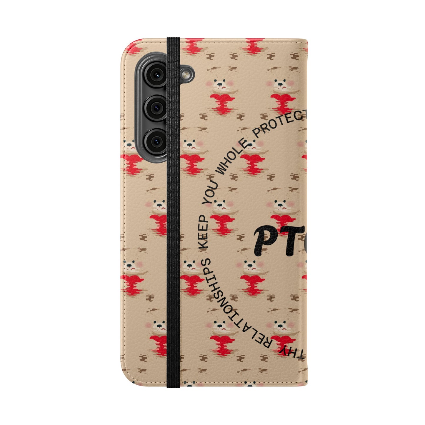 HEARTS - Cute Patterned Flip Case for Phone, Bear Design, Heartfelt Gifts, Cute Accessories, Personalized Phone Cover, Gift for Animal Lovers