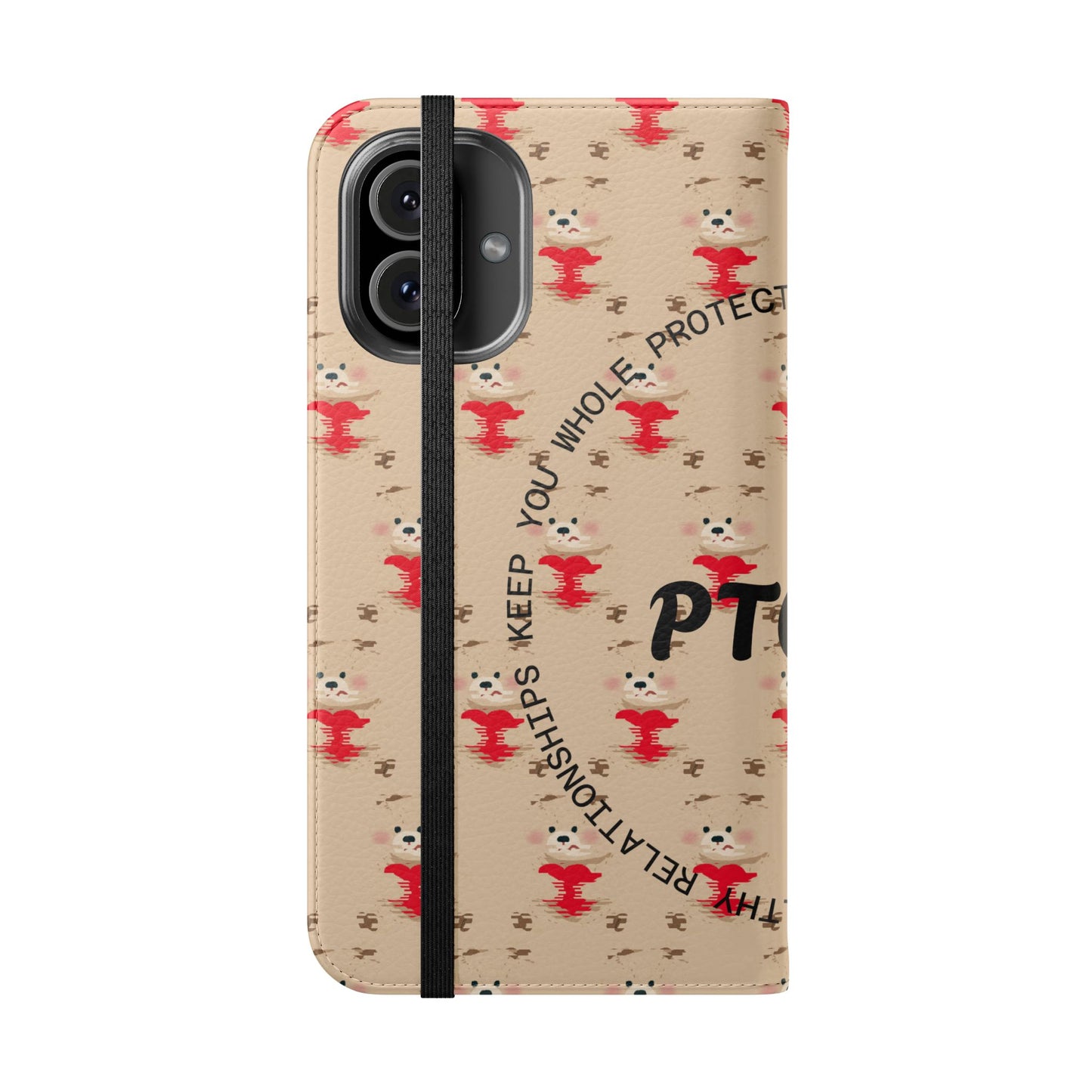 HEARTS - Cute Patterned Flip Case for Phone, Bear Design, Heartfelt Gifts, Cute Accessories, Personalized Phone Cover, Gift for Animal Lovers