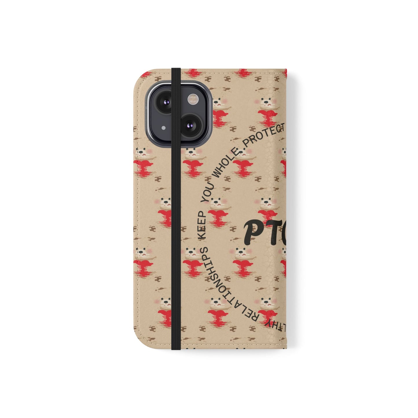 HEARTS - Cute Patterned Flip Case for Phone, Bear Design, Heartfelt Gifts, Cute Accessories, Personalized Phone Cover, Gift for Animal Lovers