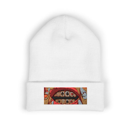 Grill 1 of 1 Unique Embroidered Beanie with Bold Graphic Design