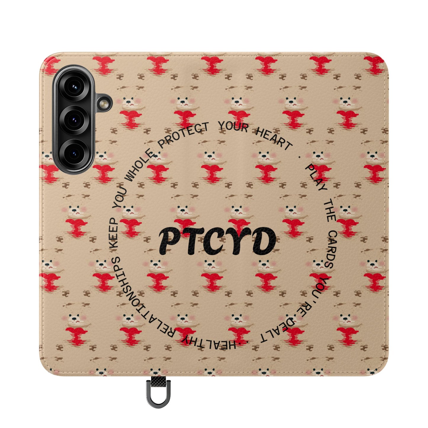 HEARTS - Cute Patterned Flip Case for Phone, Bear Design, Heartfelt Gifts, Cute Accessories, Personalized Phone Cover, Gift for Animal Lovers