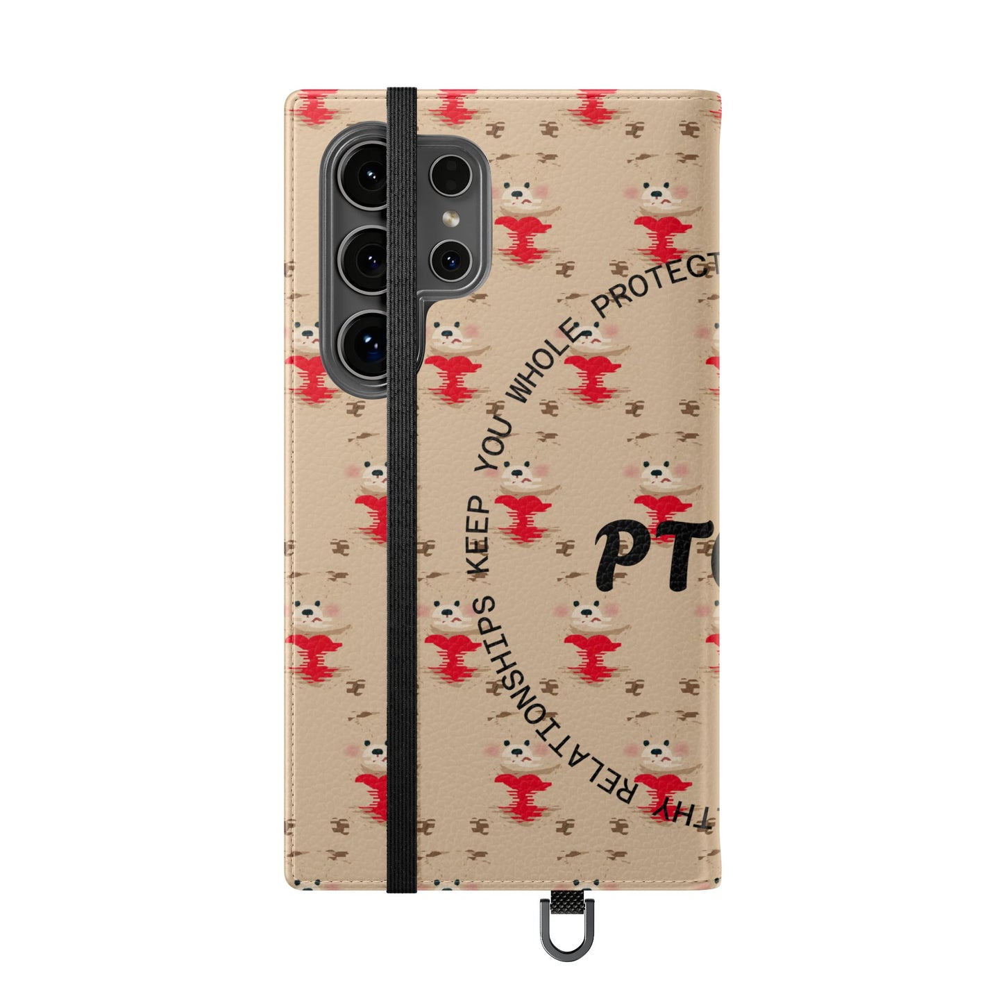 HEARTS - Cute Patterned Flip Case for Phone, Bear Design, Heartfelt Gifts, Cute Accessories, Personalized Phone Cover, Gift for Animal Lovers