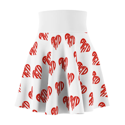 HEART PTCYD Love Women's Skater Skirt, Cute Summer Skirt, Fashionable Party Wear, Heart Print Skirt, Gift for Her