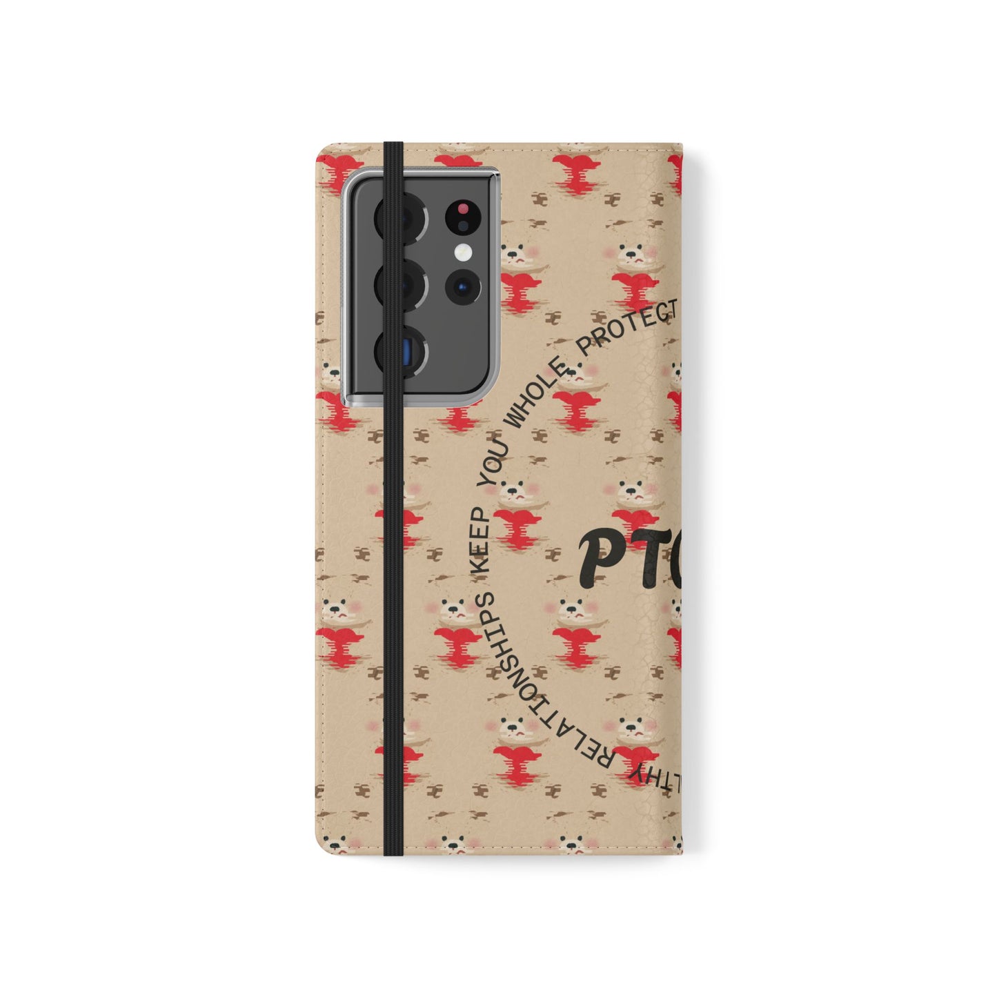 HEARTS - Cute Patterned Flip Case for Phone, Bear Design, Heartfelt Gifts, Cute Accessories, Personalized Phone Cover, Gift for Animal Lovers