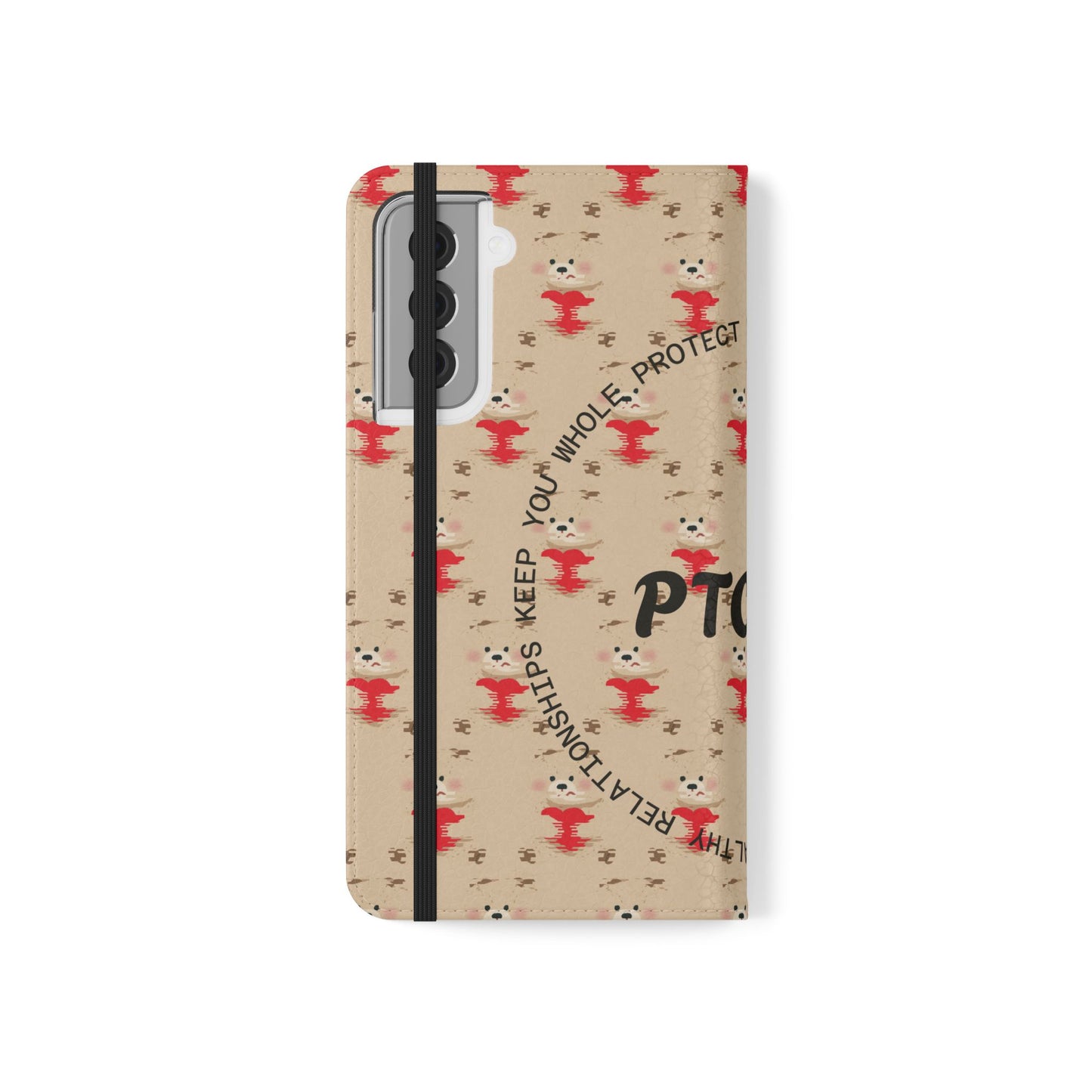 HEARTS - Cute Patterned Flip Case for Phone, Bear Design, Heartfelt Gifts, Cute Accessories, Personalized Phone Cover, Gift for Animal Lovers